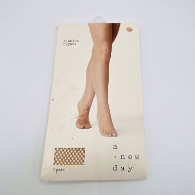 A New Day Nude Beige Fishnet Fashion Tights L/XL NIP New